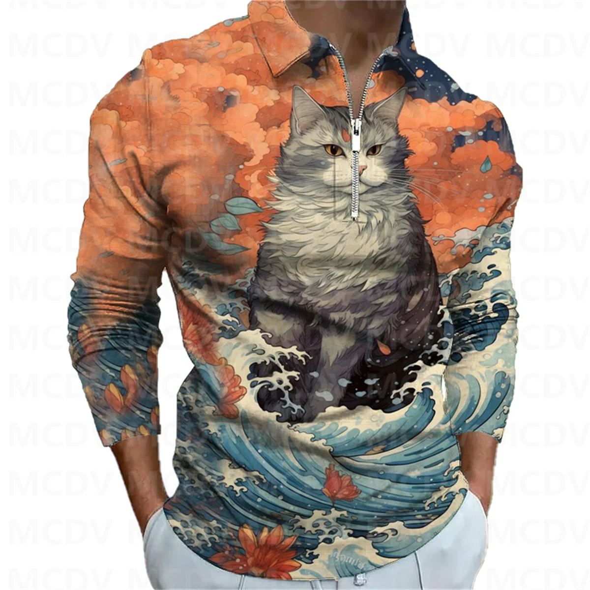 2023 New Men's Long Sleeve Zipper Polo Shirt Cat Elk 3D Printed Polo Long Sleeve T Shirt Casual Tops
2023 New Men's Long Sleeve Zipper Polo Shirt Cat Elk 3D Printed Polo Long Sleeve T Shirt Casual Tops