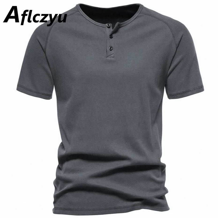Summer Henry Collar T-shirt Men Short Sleeve T Shirt Fashion Casual Solid Color Tops Tees Cotton Tshirts Male Shirts
Summer Henry Collar T-shirt Men Short Sleeve T Shirt Fashion Casual Solid Color Tops Tees Cotton Tshirts Male Shirts