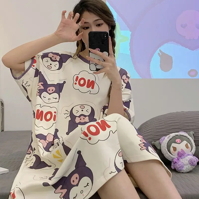 Sanrio Cinnamoroll Pajamas Women's Summer Cotton Short Sleeve Mid Length Length Sleepwear Student Loose Fitting Home Clothing
Sanrio Cinnamoroll Pajamas Women's Summer Cotton Short Sleeve Mid Length Length Sleepwear Student Loose Fitting Home Clothing