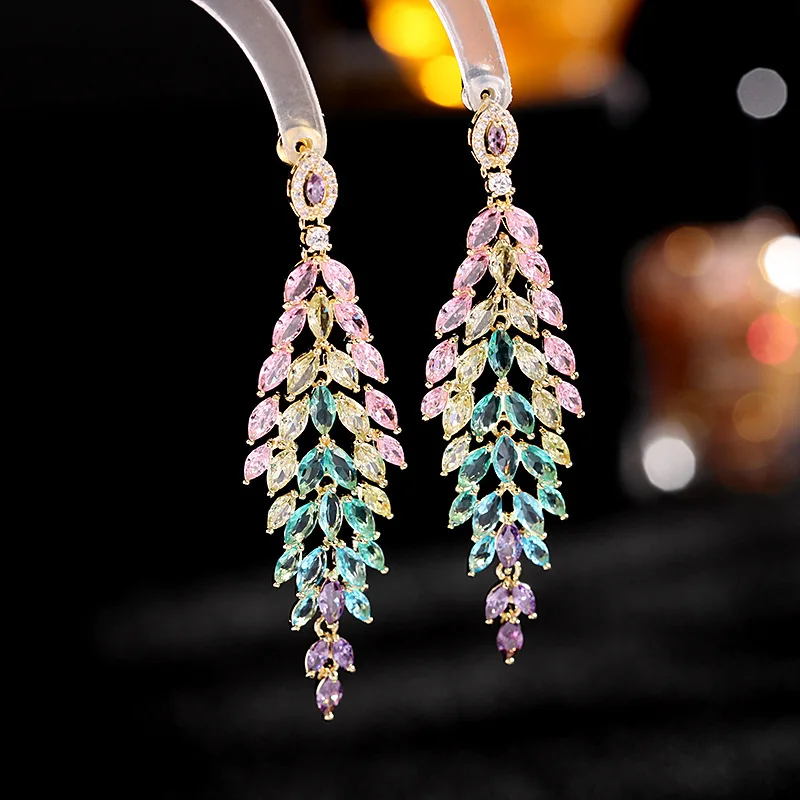 Colorful Zirconia Long Dangle Earrings for Women 2023 Trendy Plant Leaf Earrings Party Jewelry Gift Female
Colorful Zirconia Long Dangle Earrings for Women 2023 Trendy Plant Leaf Earrings Party Jewelry Gift Female