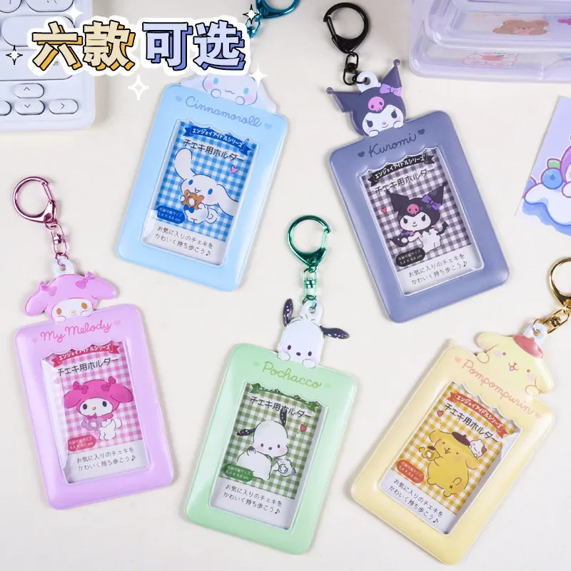 

Sanrio Card Case Anime Figure Hello Kitty Kuromi ID Card Holders Children's Bus Card Sleeve Work Case Pendant Girls Gifts