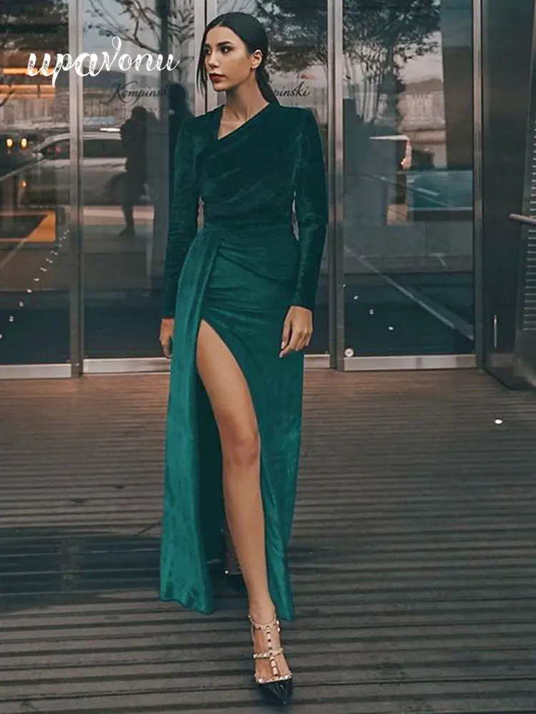 Elegant Women's Green Velvet Dress 2022 Autumn Dress Long Sleeve Bodycon Draped Split Long Dress Celebrity Evening Party Vestido
Elegant Women's Green Velvet Dress 2022 Autumn Dress Long Sleeve Bodycon Draped Split Long Dress Celebrity Evening Party Vestido