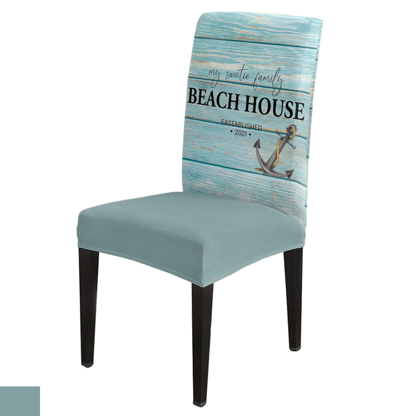 

Wood Grain Anchor Beach House Dining Chair Covers Spandex Stretch Seat Cover for Wedding Kitchen Banquet Party Seat Case