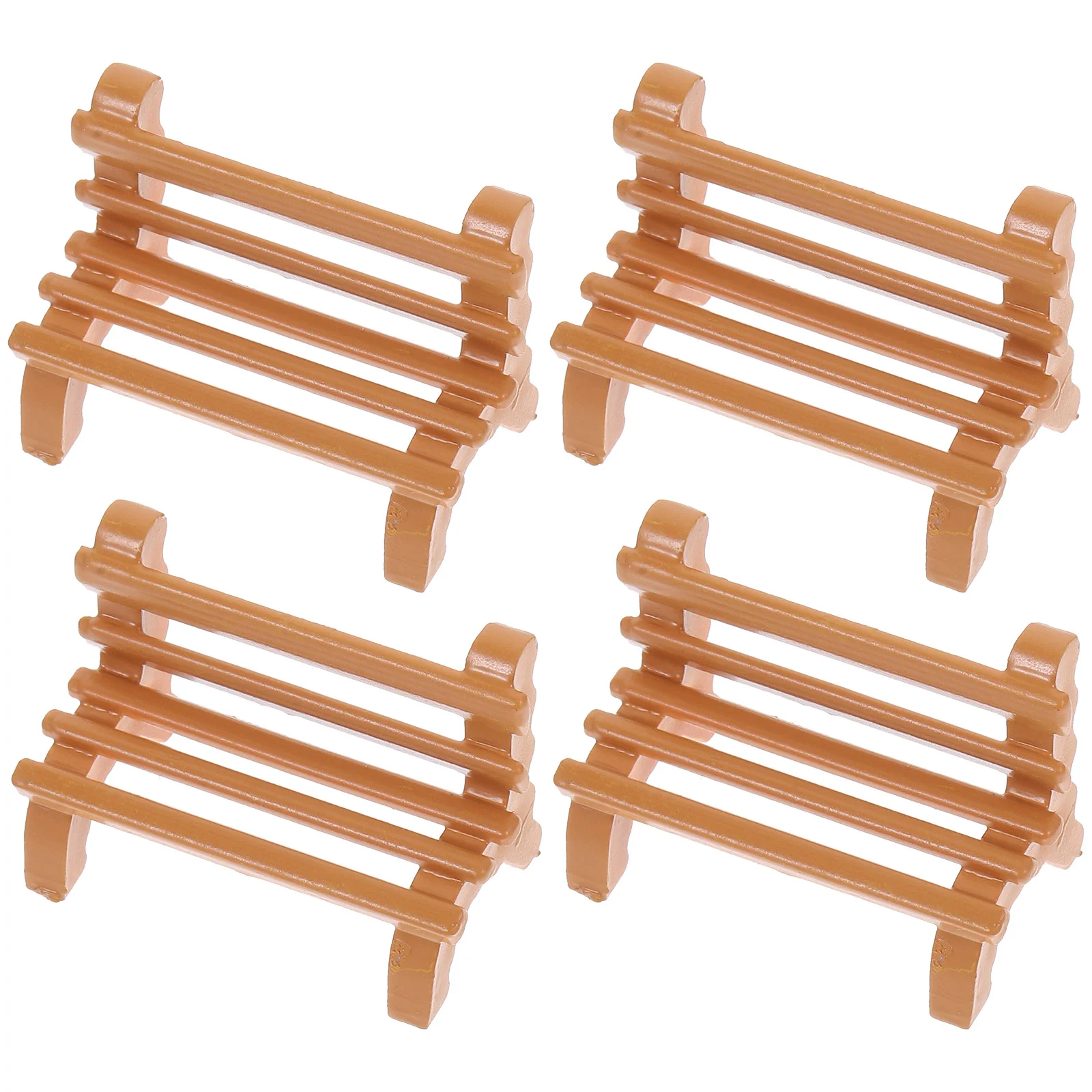 

4 Pcs Mini Bench Model Models Furniture Plastic Adorn Decorate House Miniature Adornment