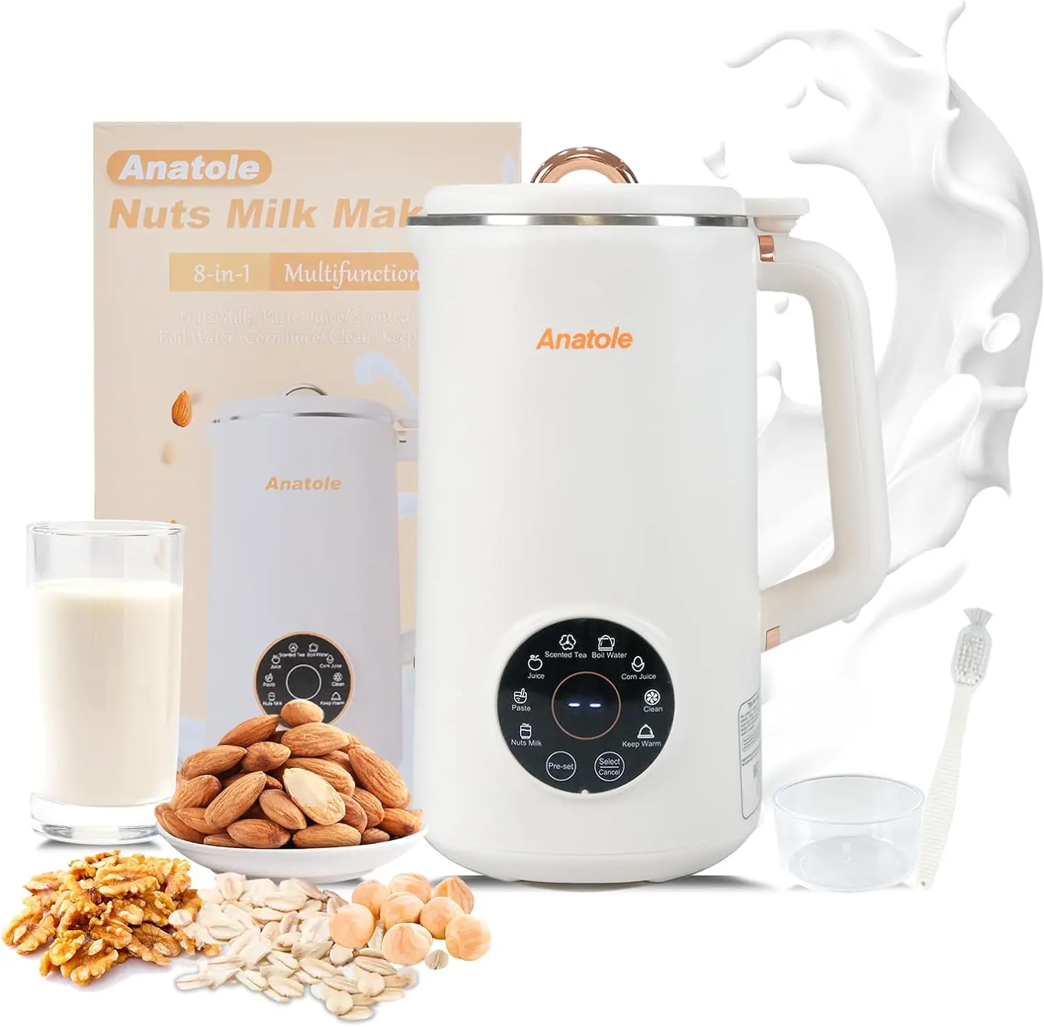 

Nut Milk Maker 35oz 1000ml Almond Milk Machine 8-In-1 Automatic Soy Oat Cow Plant-Based Milk Homemade Dairy-Free Beverages with