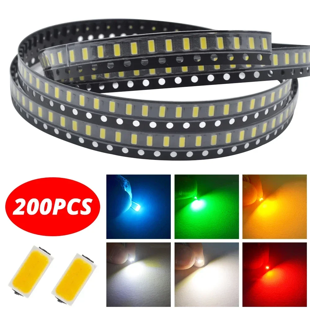 

200Pcs SMD SMT LED Chips 3014 White Red Green Blue Yellow Light Beads 10-12LM Lamp 6000-6500K 1.8~3.4V 20MA Emitting Diode Led