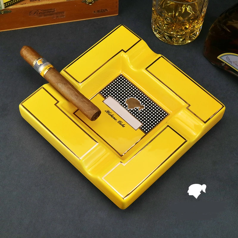 

Classic Ceramic Cigar Ashtray Luxury Bar Office Home Desk 4 Slots Ashtray Cigar Cigarette Ash Tray Cigar Accessories Cendrier