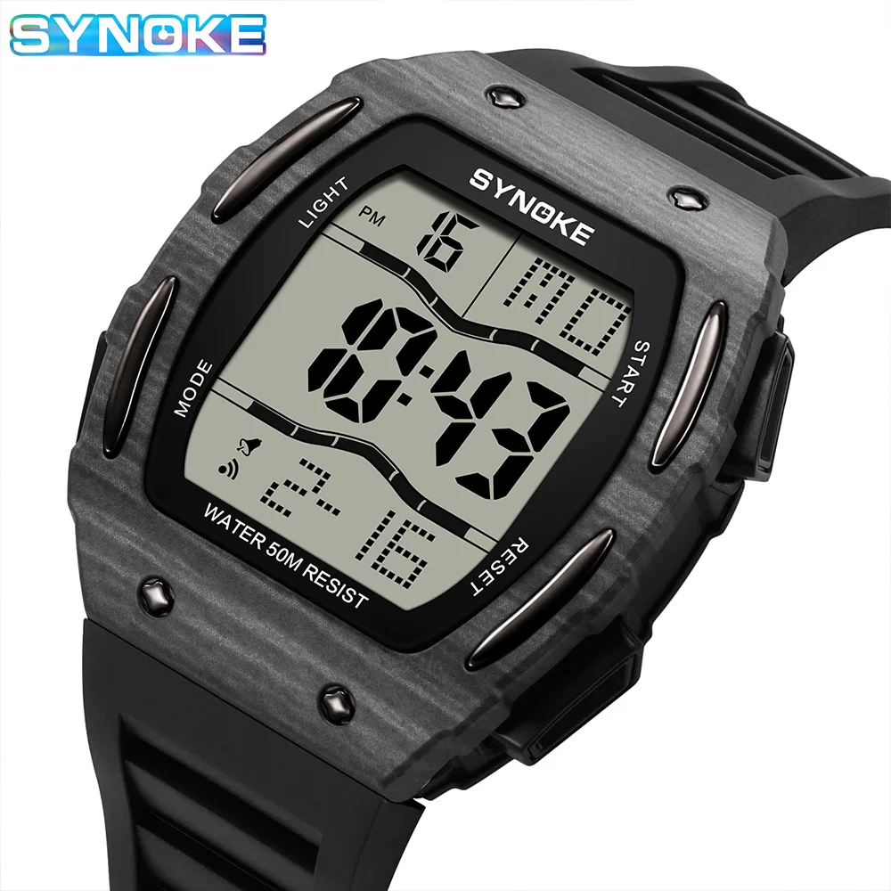 

Men Digital Sports Watch SYNOKE Brand Waterproof Watch with Stopwatch Alarm Function Rubber Strap Wrist Watch for Men