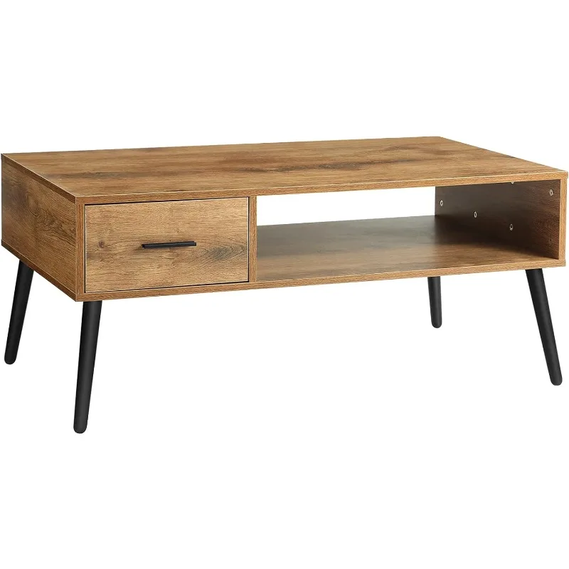 Coffee Table, Mid Century Modern Style Cocktail Table TV Stand with Drawer, Open Storage Shelf
Coffee Table, Mid Century Modern Style Cocktail Table TV Stand with Drawer, Open Storage Shelf