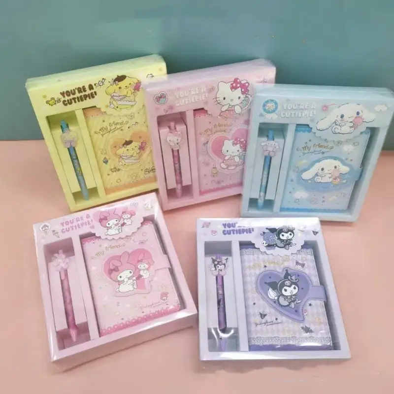 New Sanrio Notebook Set Kawaii HelloKitty Cinnamorroll Kuromi Student Cartoon Hand Account Book Gift Box Cute Girl Diary Book
New Sanrio Notebook Set Kawaii HelloKitty Cinnamorroll Kuromi Student Cartoon Hand Account Book Gift Box Cute Girl Diary Book