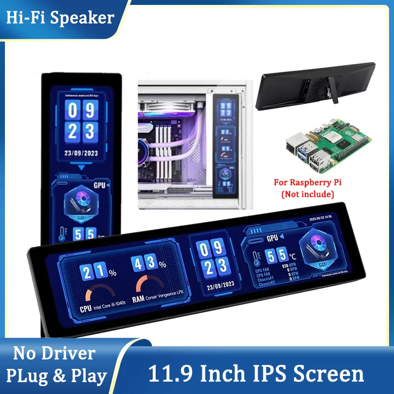 11,9 дюймовый экран IPS HD дисплей 320*1480 конденсатор LCD Hi-Fi динамик металлическая фотолента компьютер вспомогательный экран для Raspberry Pi
11,9 дюймовый экран IPS HD дисплей 320*1480 конденсатор LCD Hi-Fi динамик металлическая фотолента компьютер вспомогательный экран для Raspberry Pi