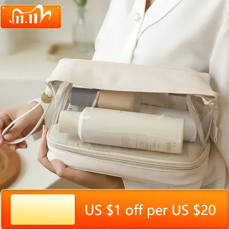 Прозрачная двухслойная косметичка для женщин, сумочка для туалетных принадлежностей, вместительная полиуретановая косметичка, необходимая Женская дорожная сумка для хранения кистей
Прозрачная двухслойная косметичка для женщин, сумочка для туалетных принадлежностей, вместительная полиуретановая косметичка, необходимая Женская дорожная сумка для хранения кистей