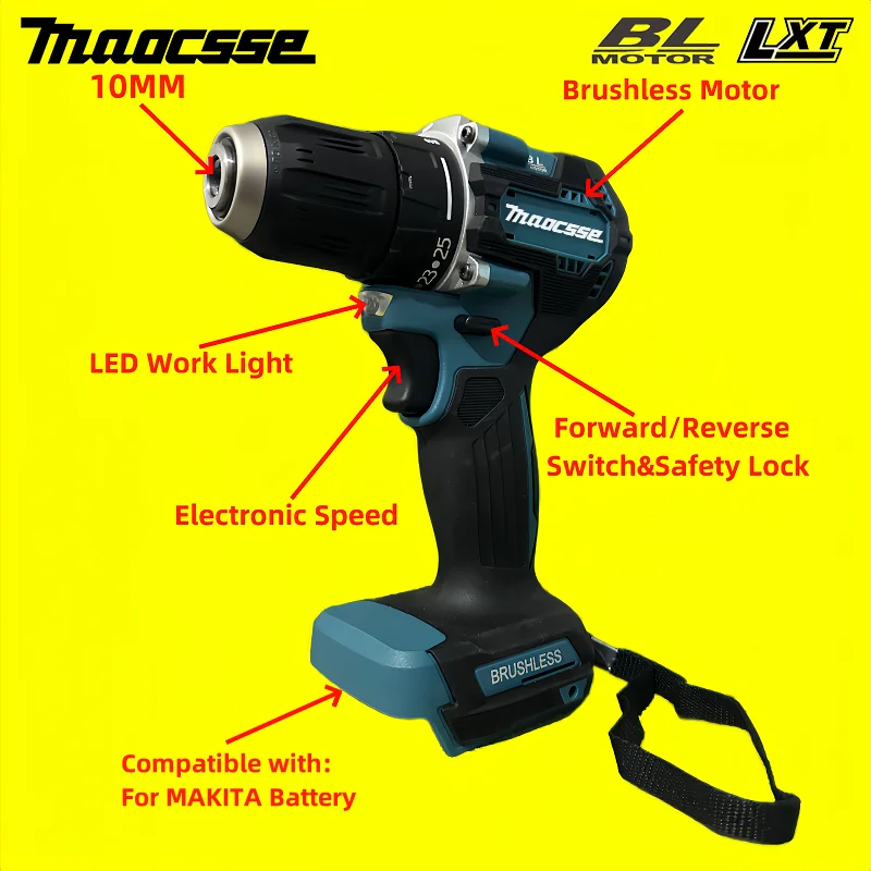 

taladro inalámbrico power tools Brushless Motor DDF487 electric screwdriver herramientas Suitable for Makita 18V battery drills