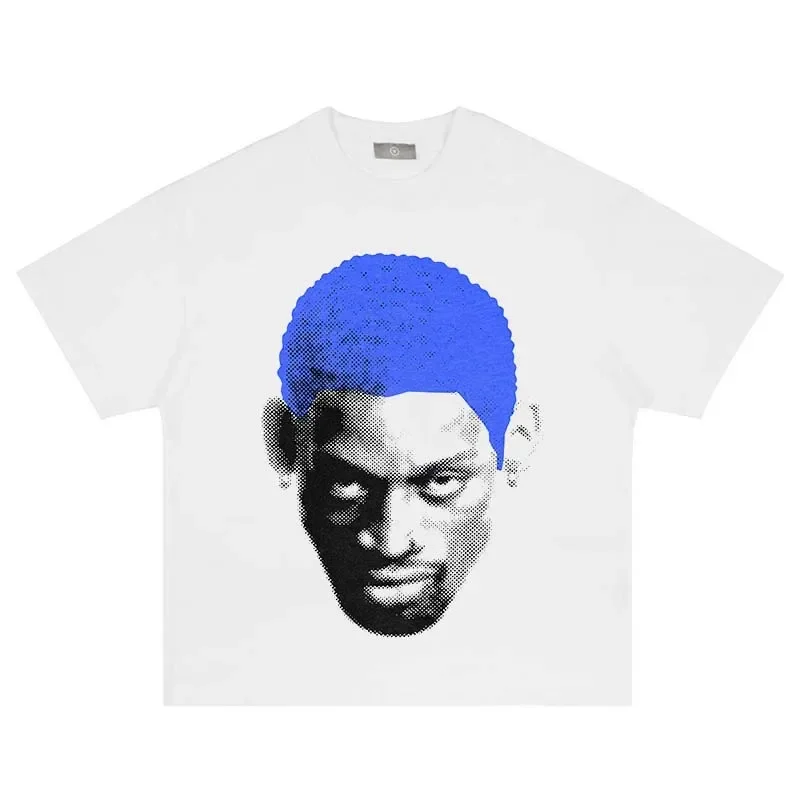 Harajuku Dennis Rodman Portrait Print Hip Hop T-shirt Streetwear Vintage Summer Fashion Cotton Men Women White Oversized Tops
Harajuku Dennis Rodman Portrait Print Hip Hop T-shirt Streetwear Vintage Summer Fashion Cotton Men Women White Oversized Tops