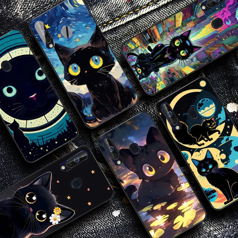 

Cute Black Cat Phone Case For Samsung A 10 11 12 13 20 21 22 30 31 32 40 51 52 53 70 71 72 73 91 13 shell