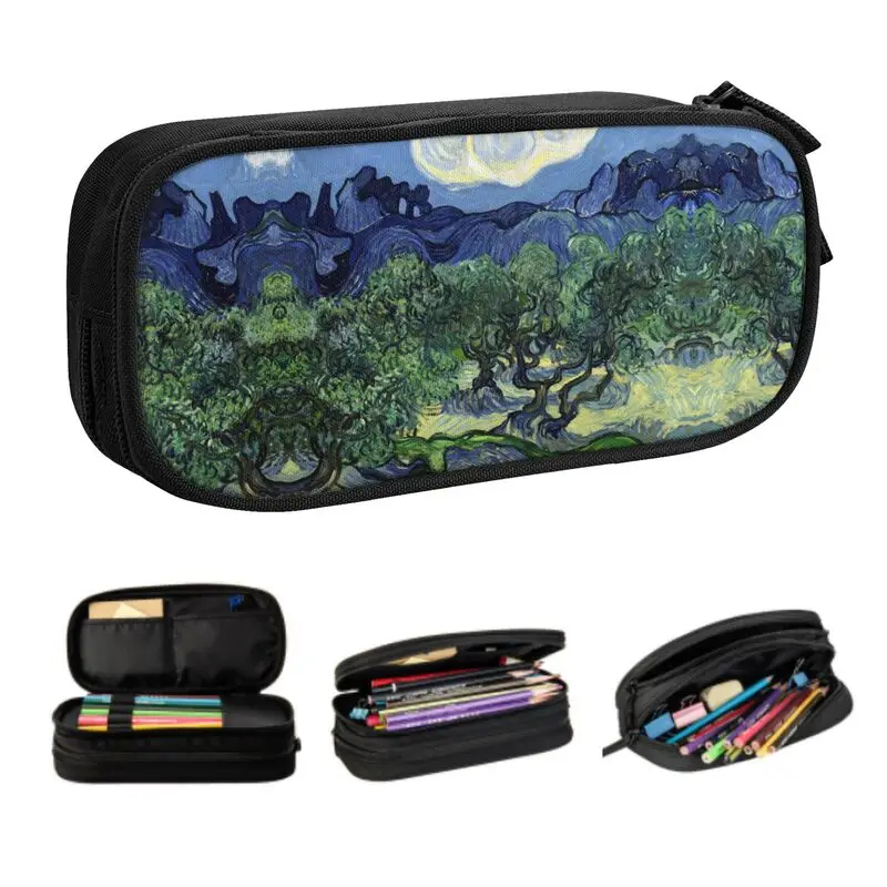 

Cute Vincent Van Gogh Art Pencil Cases for Boy Girl Big Capacity The Olive Trees Pencil Box School Supplies