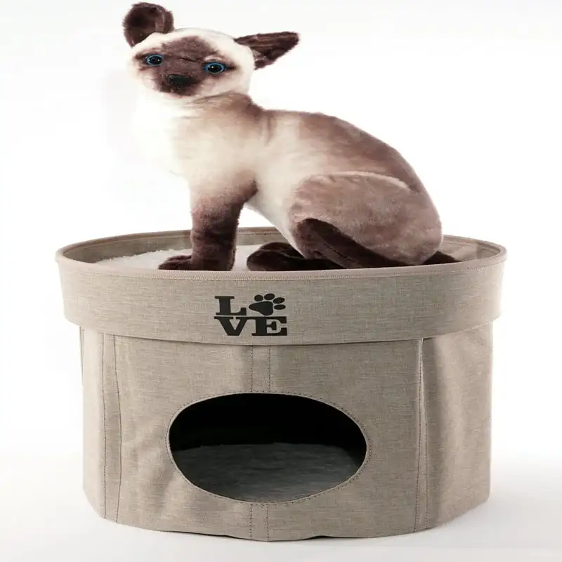 

2-Tier Collapsible Pet Cat Cave Bed Cermatic cat bowl Pet silicone food mat Cats food bowl Cat food mixing spoon Fish shaped cat