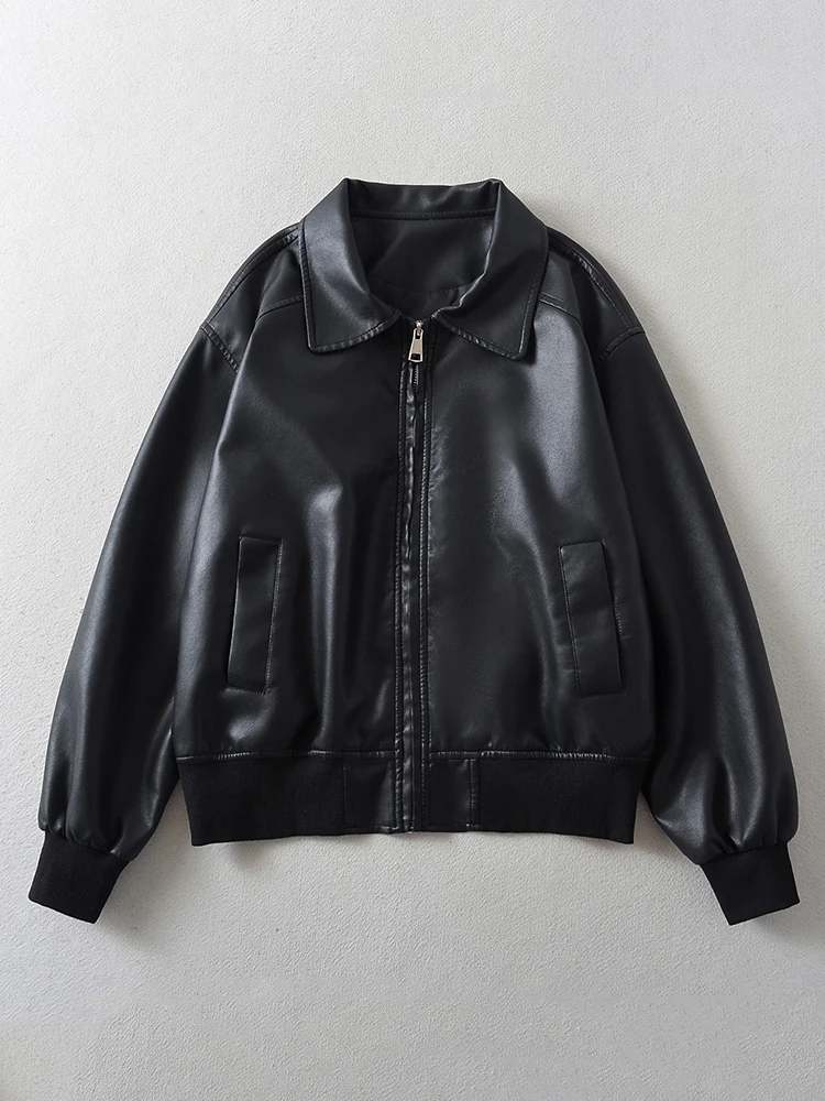 FTLZZ New Spring Autumn Women Streetwear Casual Motorcycle Pu Coat Female Vintage Fashion Lapel Zipper Faux Leather Short Jacket 
FTLZZ New Spring Autumn Women Streetwear Casual Motorcycle Pu Coat Female Vintage Fashion Lapel Zipper Faux Leather Short Jacket