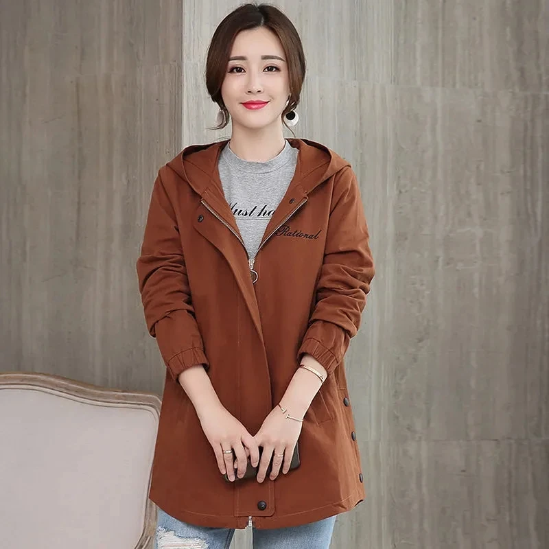 

Куртка женская тонкая с капюшоном, модная свободная ветровка с вышивкой, Корейская Повседневная Верхняя одежда, очень большой размер 8XL, весна-осень