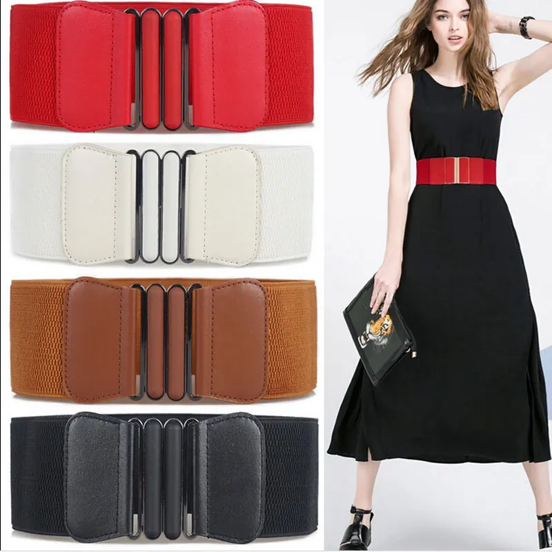 

Brand New Waist Belts Women Fashion Lady Solid Stretch Elastic Wide Belt Dress Adornment For Women Waistband