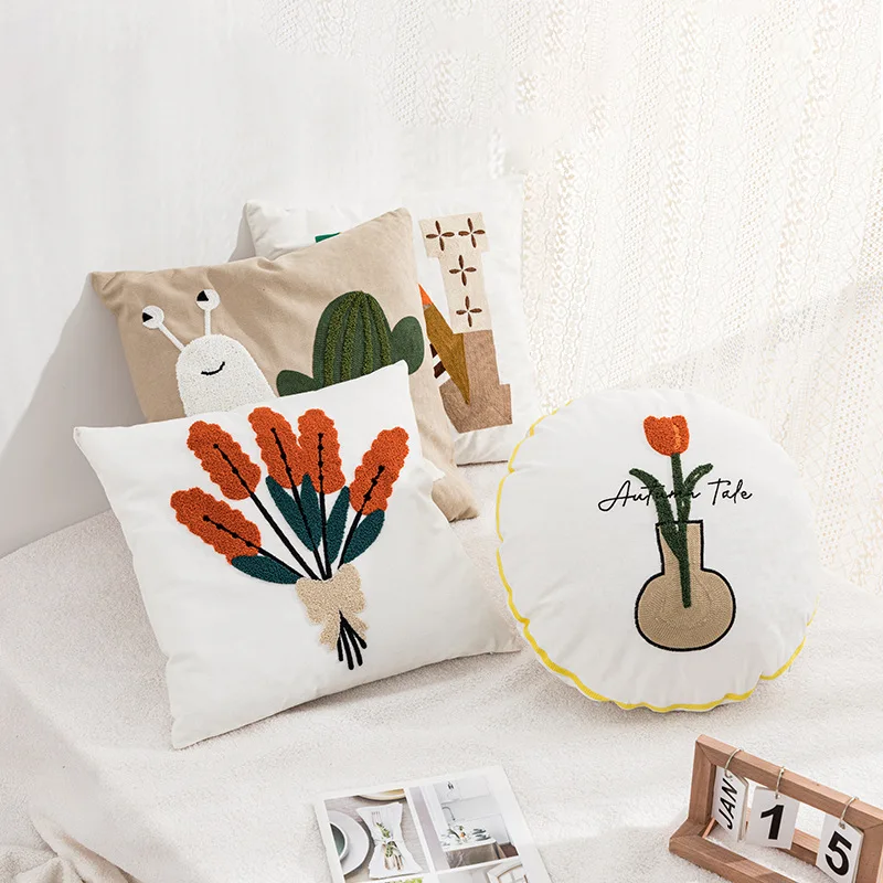 New Pillowcase Modern Ins Cotton Canvas Embroidered Pillow Living Room Sofa Bedside Cushion Without Pillow Core
New Pillowcase Modern Ins Cotton Canvas Embroidered Pillow Living Room Sofa Bedside Cushion Without Pillow Core