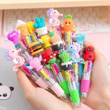 20Pcs/Lot Cute Cartoon Mini 4 Colors Ballpoint Pens Student Kids Stationery School Office Supplies Multicolor Press Pen Gifts