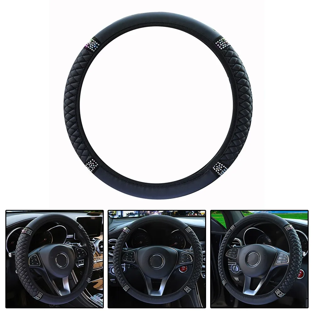 1pcs Car Steering Wheel Cover Black PU Leather Diamond Protector Fit For 15"/38cm Car Interior DIY Styling Accessories
1pcs Car Steering Wheel Cover Black PU Leather Diamond Protector Fit For 15"/38cm Car Interior DIY Styling Accessories