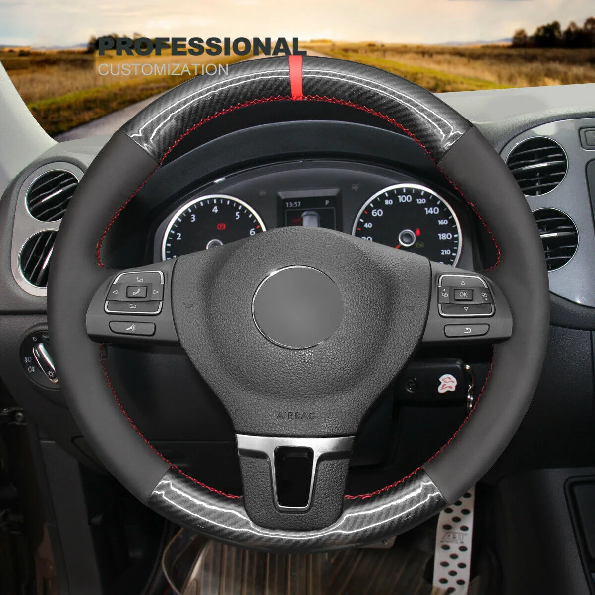 DIY Hand Stitch PU Carbon Fiber Suede Car Steering Wheel Cover for VW Golf Tiguan Limited Passat Car Accessories
DIY Hand Stitch PU Carbon Fiber Suede Car Steering Wheel Cover for VW Golf Tiguan Limited Passat Car Accessories