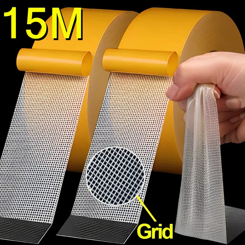 

5-15M Strong Double Sided Cloth Base Tape Translucent Mesh Waterproof Super Fixation Traceless High Viscosity Carpet Adhesive