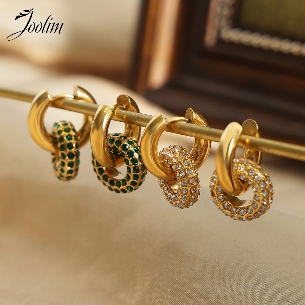 Joolim Jewelry High Quality PVD Wholesale Fashion Luxury Chunky Zirconia Circle Pendant Huggie Stainless Steel Earring for Women
Joolim Jewelry High Quality PVD Wholesale Fashion Luxury Chunky Zirconia Circle Pendant Huggie Stainless Steel Earring for Women