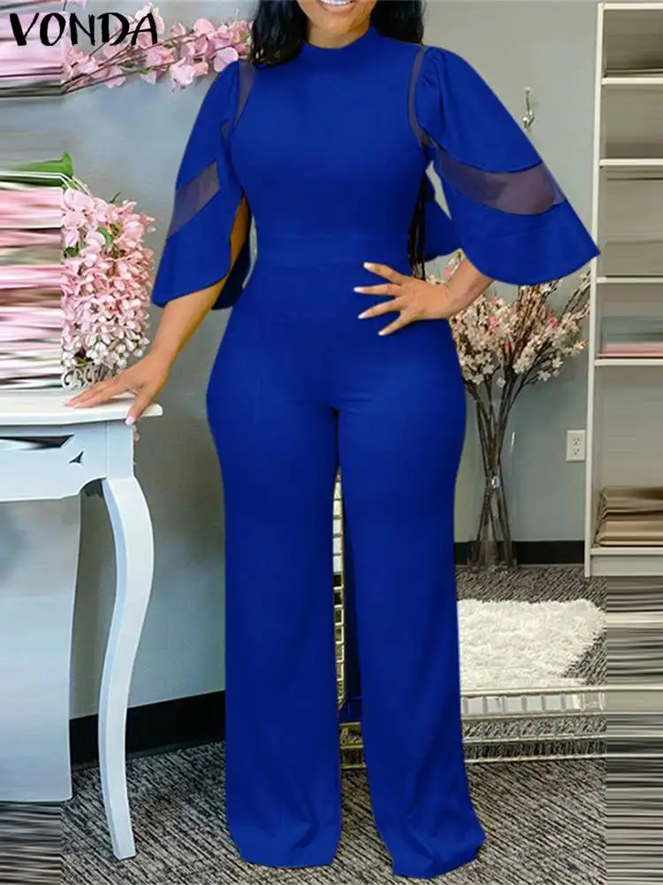 VONDA Elegant Long Jumpsuits Casual Fashion Mesh Patchwork Playsuits Summer 3/4 Sleeve Stand Collar Romper Streetwear Pants 2023
VONDA Elegant Long Jumpsuits Casual Fashion Mesh Patchwork Playsuits Summer 3/4 Sleeve Stand Collar Romper Streetwear Pants 2023