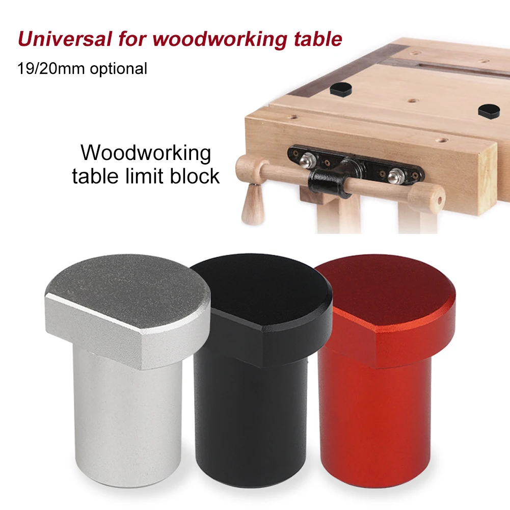 

Aluminum Alloy Workbench Peg Brake Stops Bench Clamp 19/20mm Dog Woodworking Table Limit Block Workbench Workshop Tenon Stopper