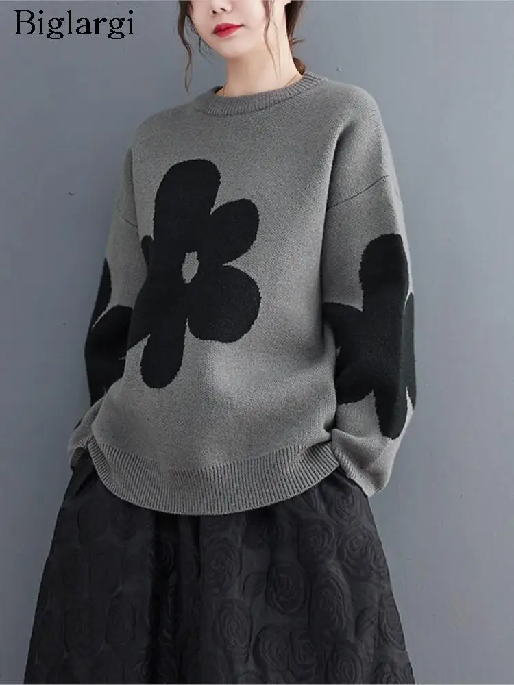Вязаный осенний пуловер большого размера с цветочным принтом, топы для женщин, модные повседневные женские свитера с длинным рукавом, женский свитер 2023
Вязаный осенний пуловер большого размера с цветочным принтом, топы для женщин, модные повседневные женские свитера с длинным рукавом, женский свитер 2023