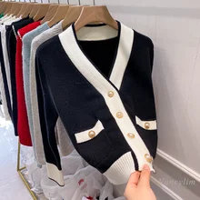 Classic Style V-neck Sweater Coat for Women 2022 Spring Autumn New Loose Retro Contrast Color Cardigans Ladies Jumper Casual
Classic Style V-neck Sweater Coat for Women 2022 Spring Autumn New Loose Retro Contrast Color Cardigans Ladies Jumper Casual