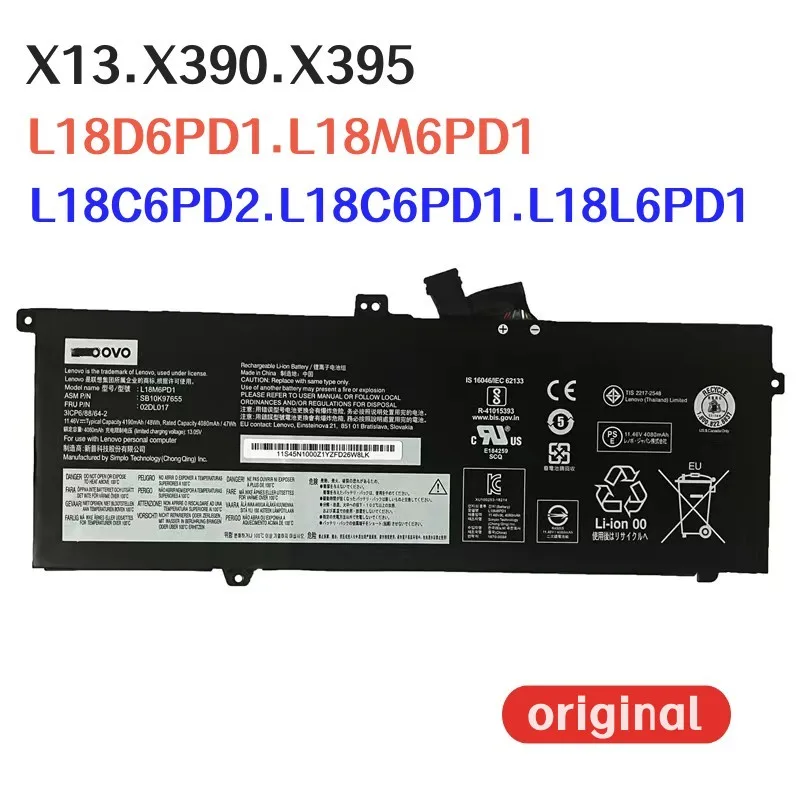 100% Оригинальный аккумулятор 4190 мАч для ноутбука Lenovo Thinkpad X13 X390 X395 L18M6PD1 L18C6PD2 L18C6PD1 L18L6PD1 L18D6PD1
100% Оригинальный аккумулятор 4190 мАч для ноутбука Lenovo Thinkpad X13 X390 X395 L18M6PD1 L18C6PD2 L18C6PD1 L18L6PD1 L18D6PD1