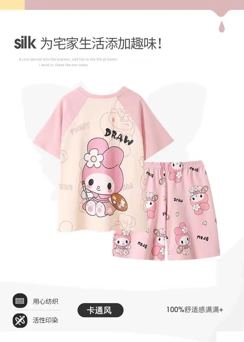 Sanrios Kawaii Hello Kitty Girl Pajamas Lounge Clothes Suit Spring, Summer and Autumn Child Jacket Cartoon Cute Fashion Gift New Sanrios Kawaii Hello Kitty Girl Pajamas Lounge Clothes Suit Spring, Summer and Autumn Child Jacket Cartoon Cute Fashion Gift New