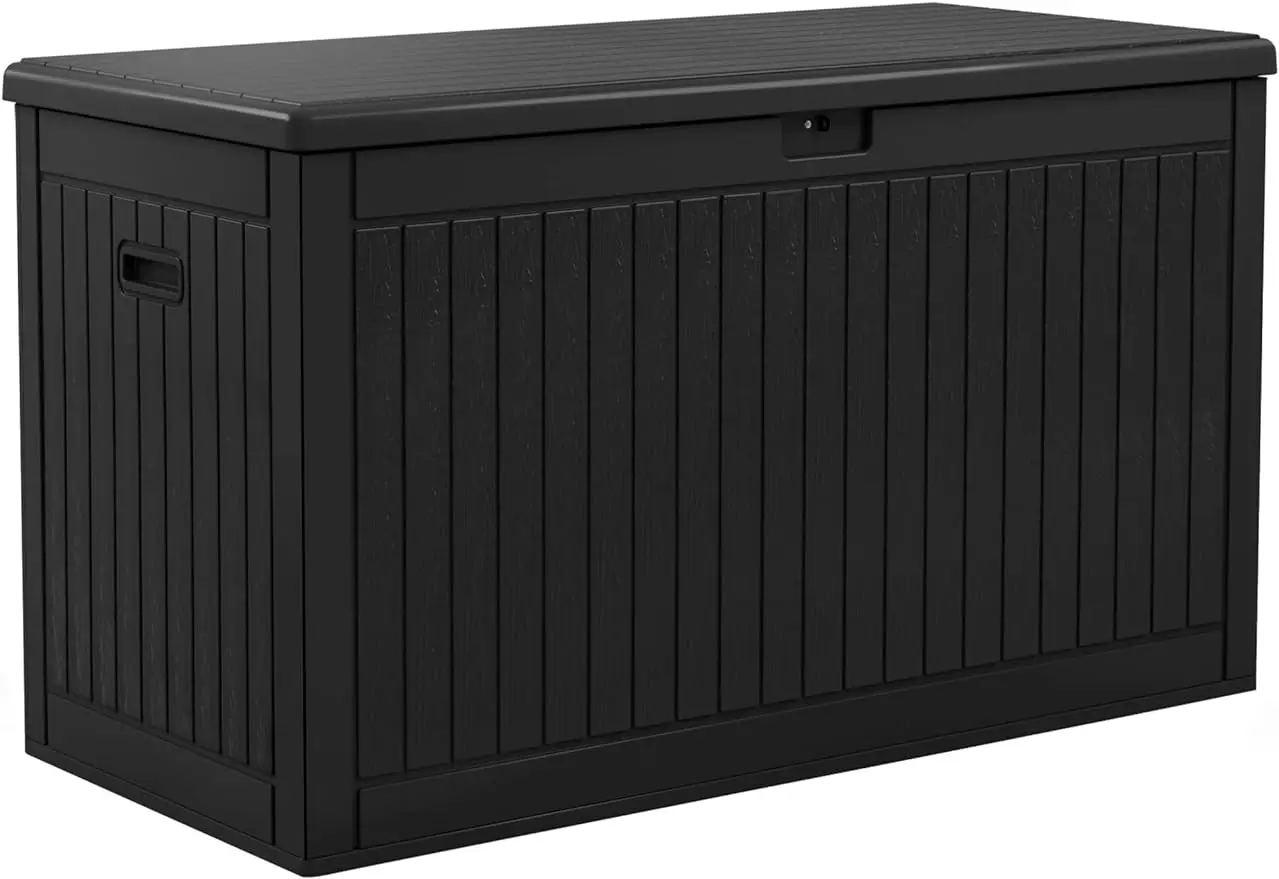 

260 Gallon Extra Large Deck Box, Double-Wall Resin Outdoor Storage Box with Flexible Divider for Garden Tools,