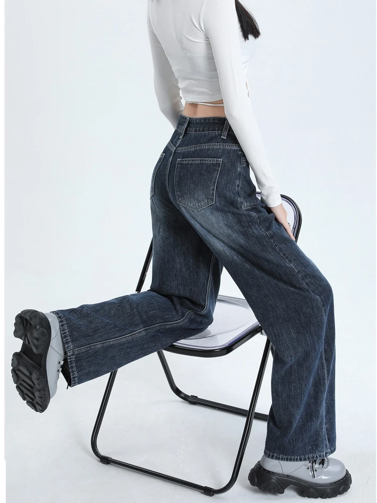 Straight-leg jeans women sweet cute loose drapey wide-leg pants slimming high-waist hip-lifting dark blue autumn trousers chic
Straight-leg jeans women sweet cute loose drapey wide-leg pants slimming high-waist hip-lifting dark blue autumn trousers chic