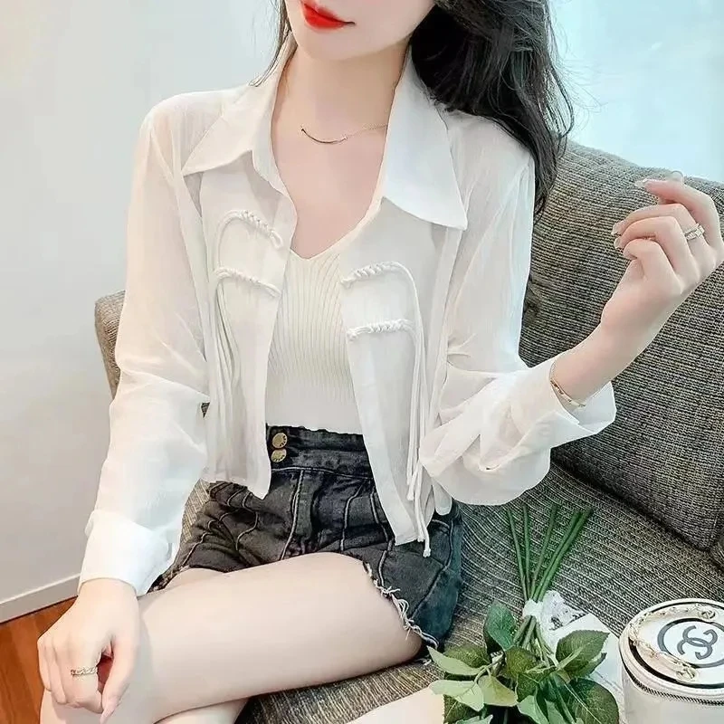 Long Sleeve Sunscreen Shirt Women's Summer Thin 2024 New Arrival Loose Buckle Cardigan Top Casual Short Chiffon Shirt for Women
Long Sleeve Sunscreen Shirt Women's Summer Thin 2024 New Arrival Loose Buckle Cardigan Top Casual Short Chiffon Shirt for Women