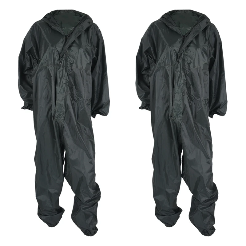 

2X Fashion Motorcycle Raincoat /Conjoined Raincoat/Overalls Men And Women Fission Rain Suit Rain Coat XXL Armygreen