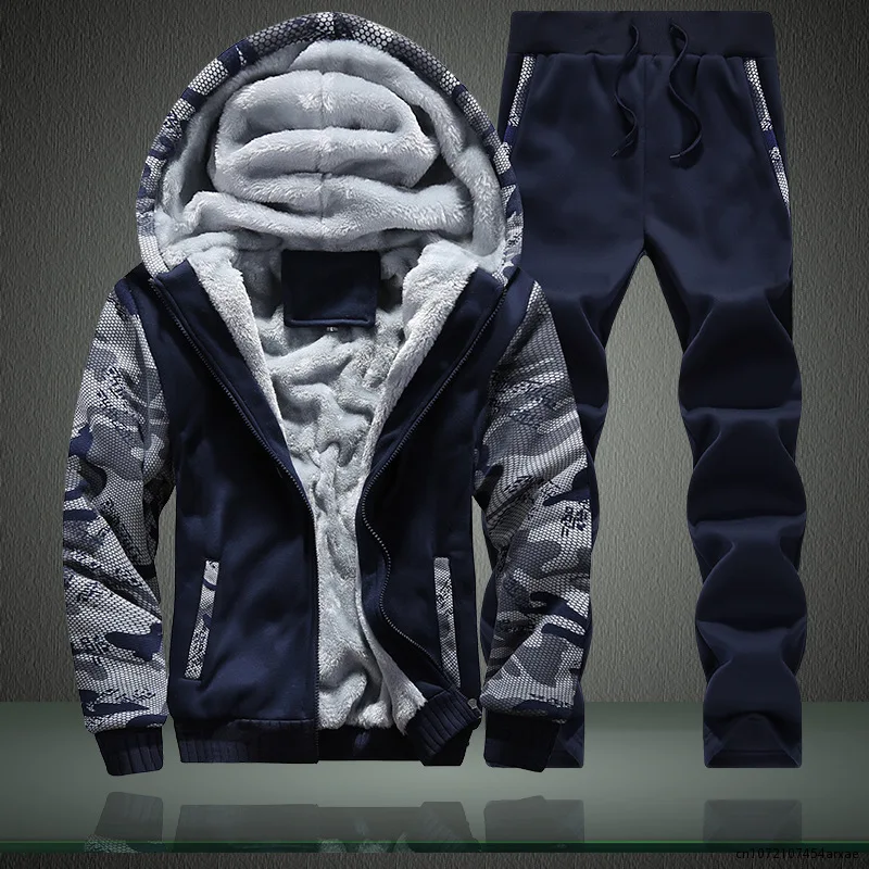 Men's Tracksuit Casual Sports Camo Hooded Plus Velvet Suit Hooded Thickened Coat + Trousers Casual Plush Warm Two-Piece Set
Men's Tracksuit Casual Sports Camo Hooded Plus Velvet Suit Hooded Thickened Coat + Trousers Casual Plush Warm Two-Piece Set