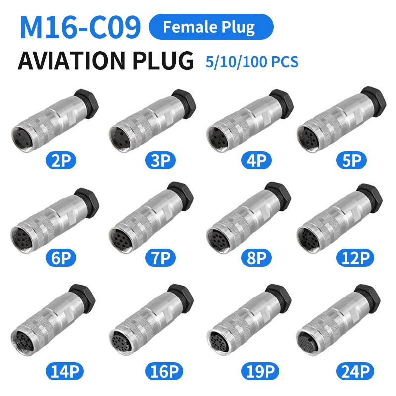 5/10/100 Sets M16 waterproof C09 J09 2/3/4/5/6/7/8/12/16/19/24 core aviation plug precision connector
5/10/100 Sets M16 waterproof C09 J09 2/3/4/5/6/7/8/12/16/19/24 core aviation plug precision connector