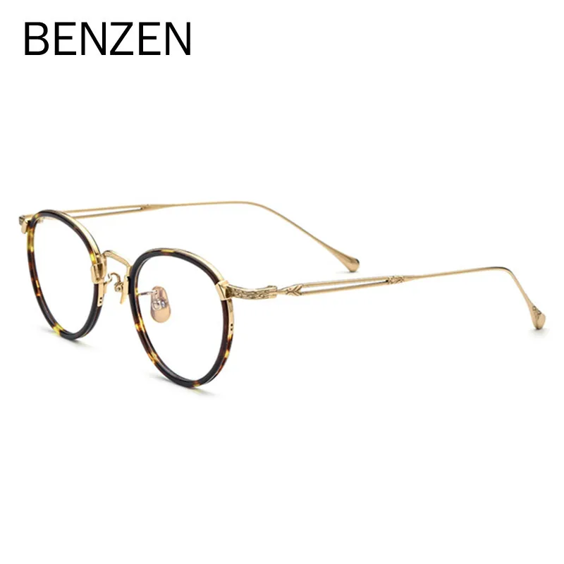 

BENZEN Optical Glasses Frame Women Acetate Titanium New Vintage Round Prescription Eyeglasses Men Myopia Spectacles Eyewear 5919