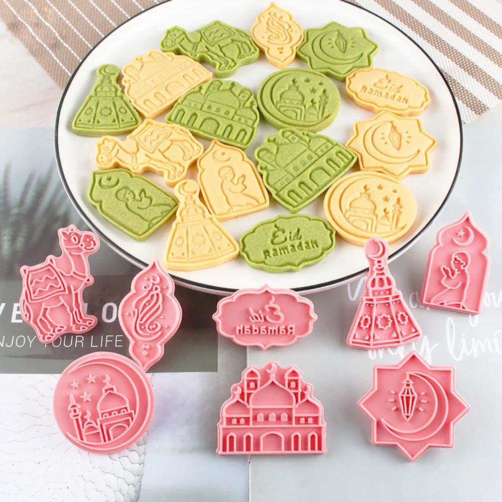 Eid Mubarak Cookie Cutters Moon Star Pressable Biscuit Stamp Mold Ramadan Cookie Embossing Cake Decorating Tool Baking Supplies
Eid Mubarak Cookie Cutters Moon Star Pressable Biscuit Stamp Mold Ramadan Cookie Embossing Cake Decorating Tool Baking Supplies