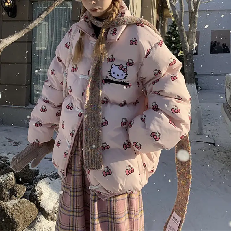Kawaii Hello Kitty Printing Cotton-Padded Clothes Down Jacket Wintertime Intensification Loose Minority Dial Buckle Coat Female
Kawaii Hello Kitty Printing Cotton-Padded Clothes Down Jacket Wintertime Intensification Loose Minority Dial Buckle Coat Female