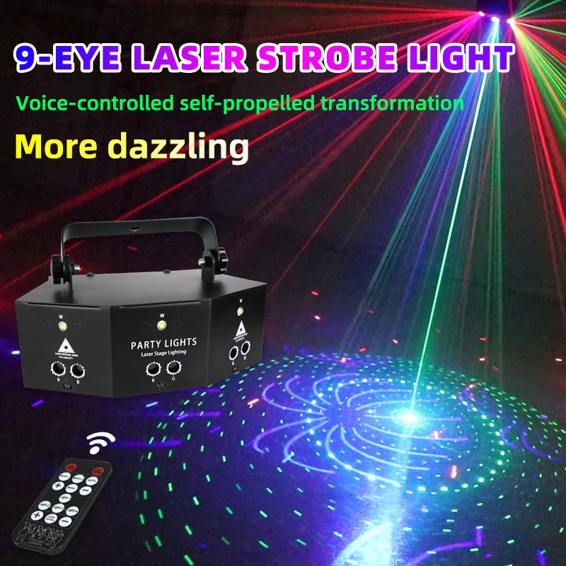 Laser Stage Lighting Flashlight Sound Control 9 Holes Stage DJ Light with Remote Control For KTV Bar Projection Stage Led Light
Laser Stage Lighting Flashlight Sound Control 9 Holes Stage DJ Light with Remote Control For KTV Bar Projection Stage Led Light