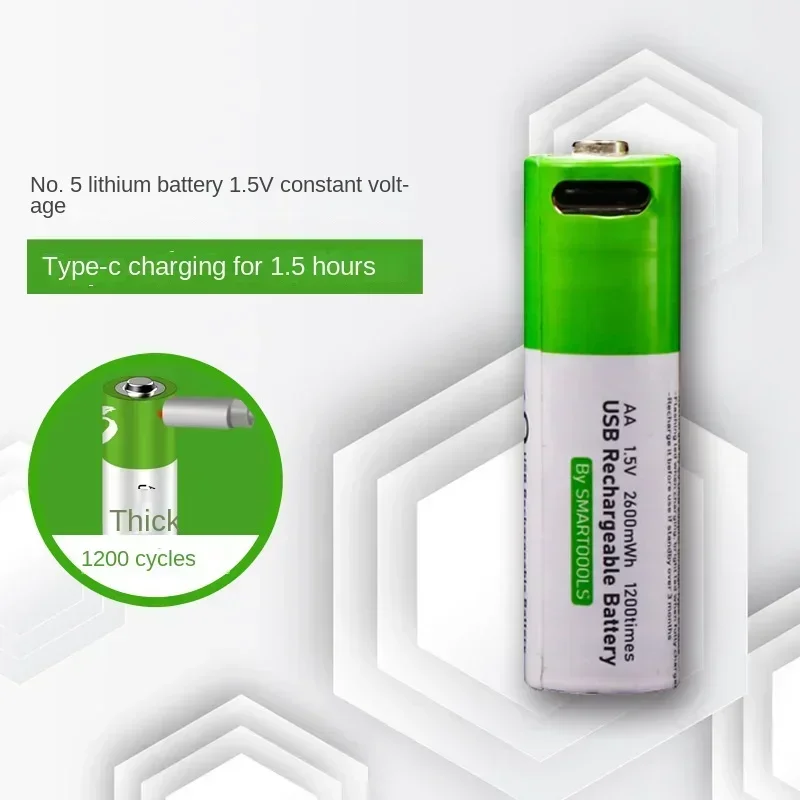 High Capacity Rechargeable Batteries 5# 1.5v 2600mWh Fast Charge Type-C Port AA Battery for Toys and Doorbells
High Capacity Rechargeable Batteries 5# 1.5v 2600mWh Fast Charge Type-C Port AA Battery for Toys and Doorbells