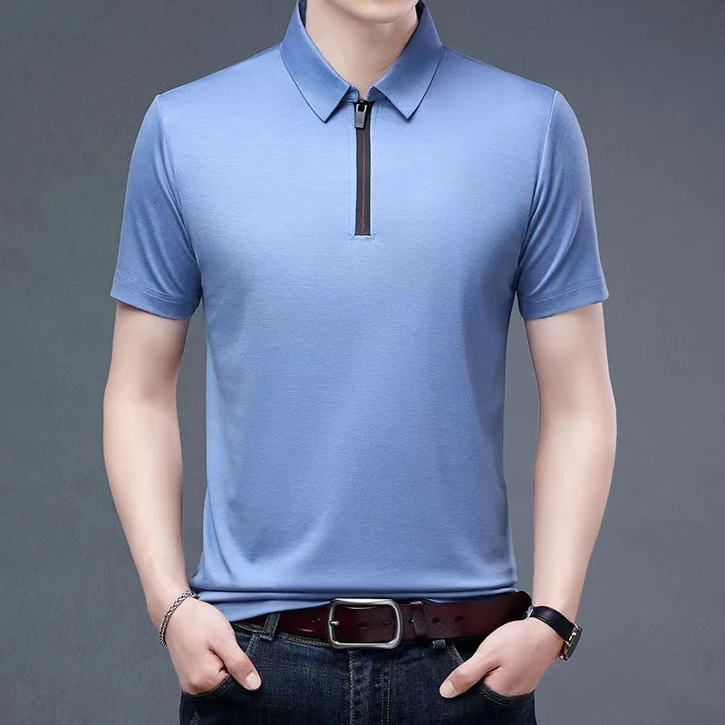 Ice Silk Cool Men's Lapel Short Sleevett-shirt Half Sleeve2023summer Large Size Thin T-shirt Short Sleevepolomen's Shirt
Ice Silk Cool Men's Lapel Short Sleevett-shirt Half Sleeve2023summer Large Size Thin T-shirt Short Sleevepolomen's Shirt