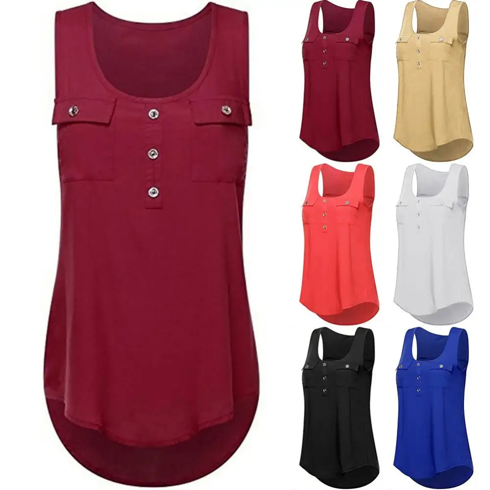 

Fashion Women Solid Color Sleeveless V Neck Pleated Tank Top Casual Female Blouse Summer Mini Shirts Dress Design Tanks Camis