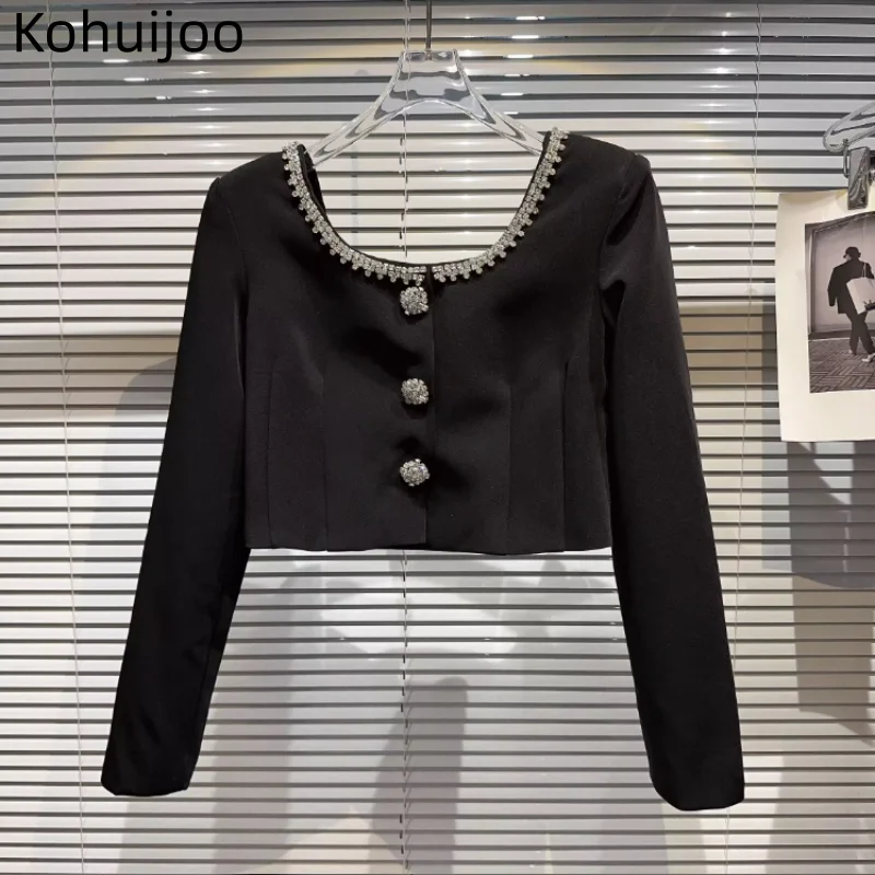 Kohuijoo Woman Autumn Vintage Blazer New O Neck Long Sleeve Rhinestone Diamond Collar Heavy Black Ladies Coat Short Shoulder Pad
Kohuijoo Woman Autumn Vintage Blazer New O Neck Long Sleeve Rhinestone Diamond Collar Heavy Black Ladies Coat Short Shoulder Pad